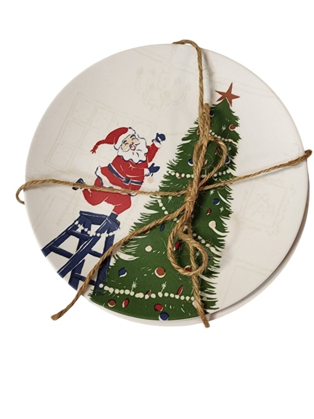 Threshold Christmas Holiday Themed Appetizer Plates Set Of 4 Santa Claus 6.75"